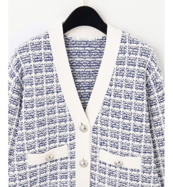  「ツイードチェックニットカーディガン」|カーディガン|