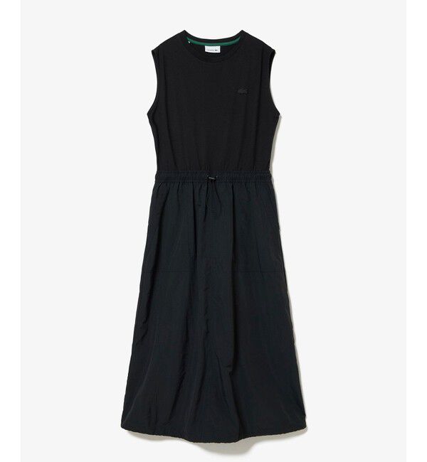 LACOSTE「異素材切り替え バルーンシルエット コンビネーションノースリーブドレス ワンピース」|ワンピース|