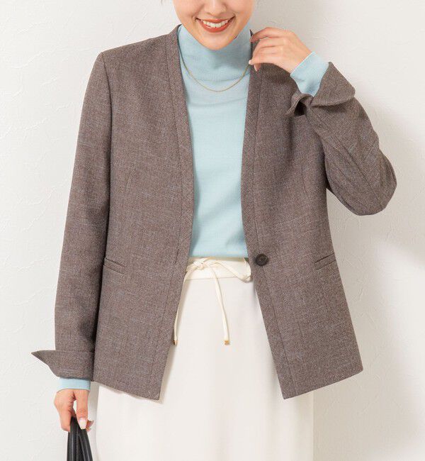NOLLEY'S sophi「《セットアップ対応》ウォッシャブルウール調ノーカラージャケット」|ノーカラージャケット|ブラウンベージュ系3