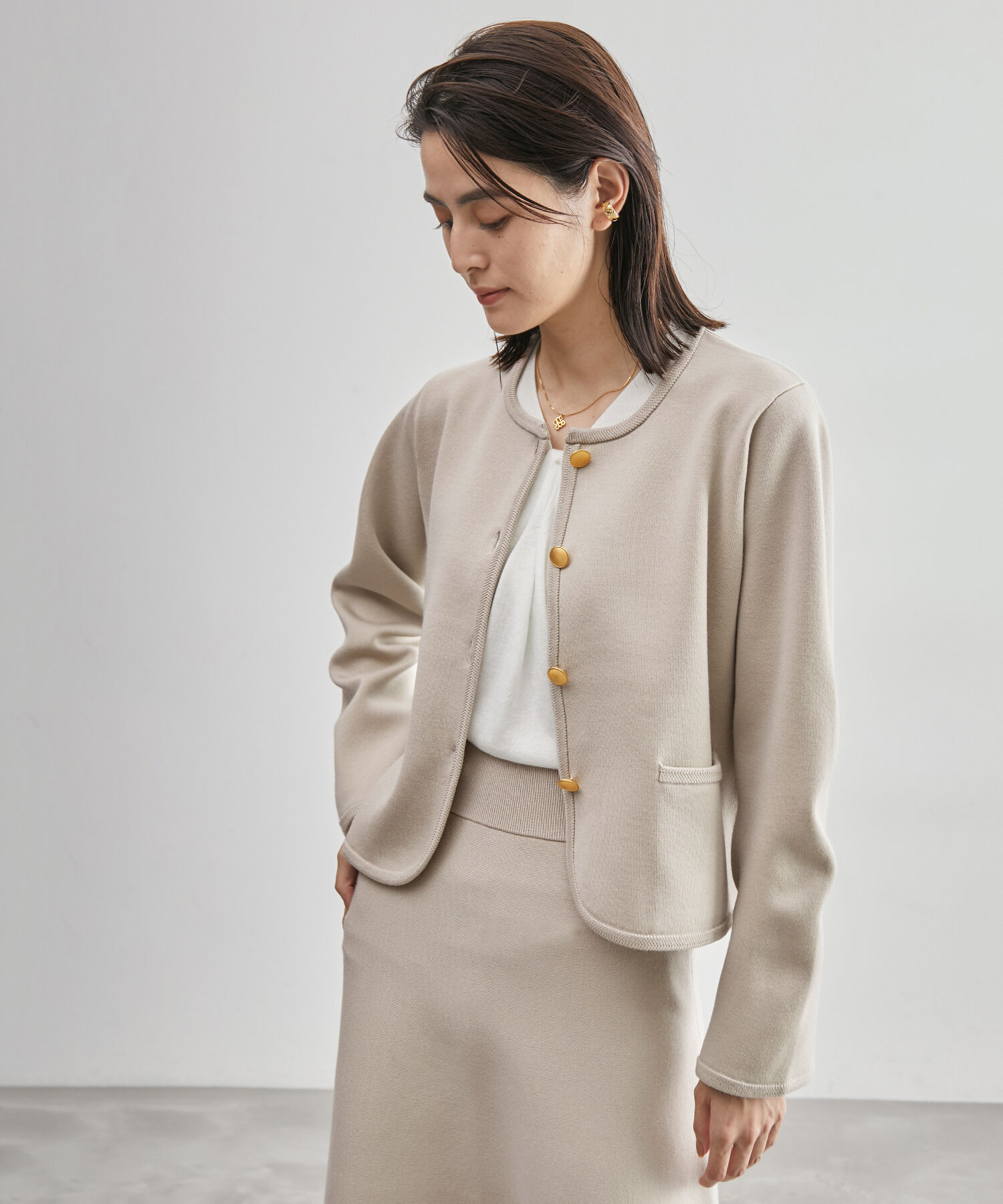 ROPE「【高評価】スウェットライクニットカーディガン/セットアップ対応」|カーディガン|