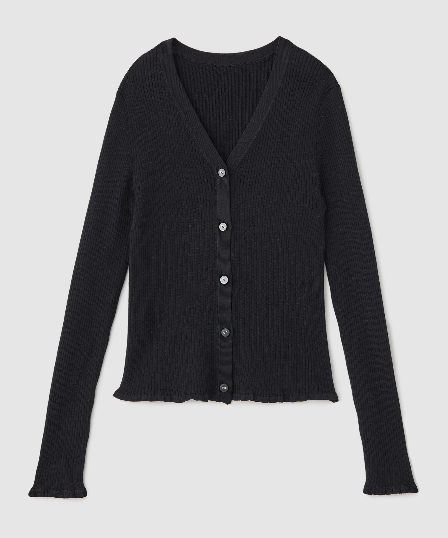 ROPE「シャイニーリブカーディガン」|カーディガン|ブラック(01)