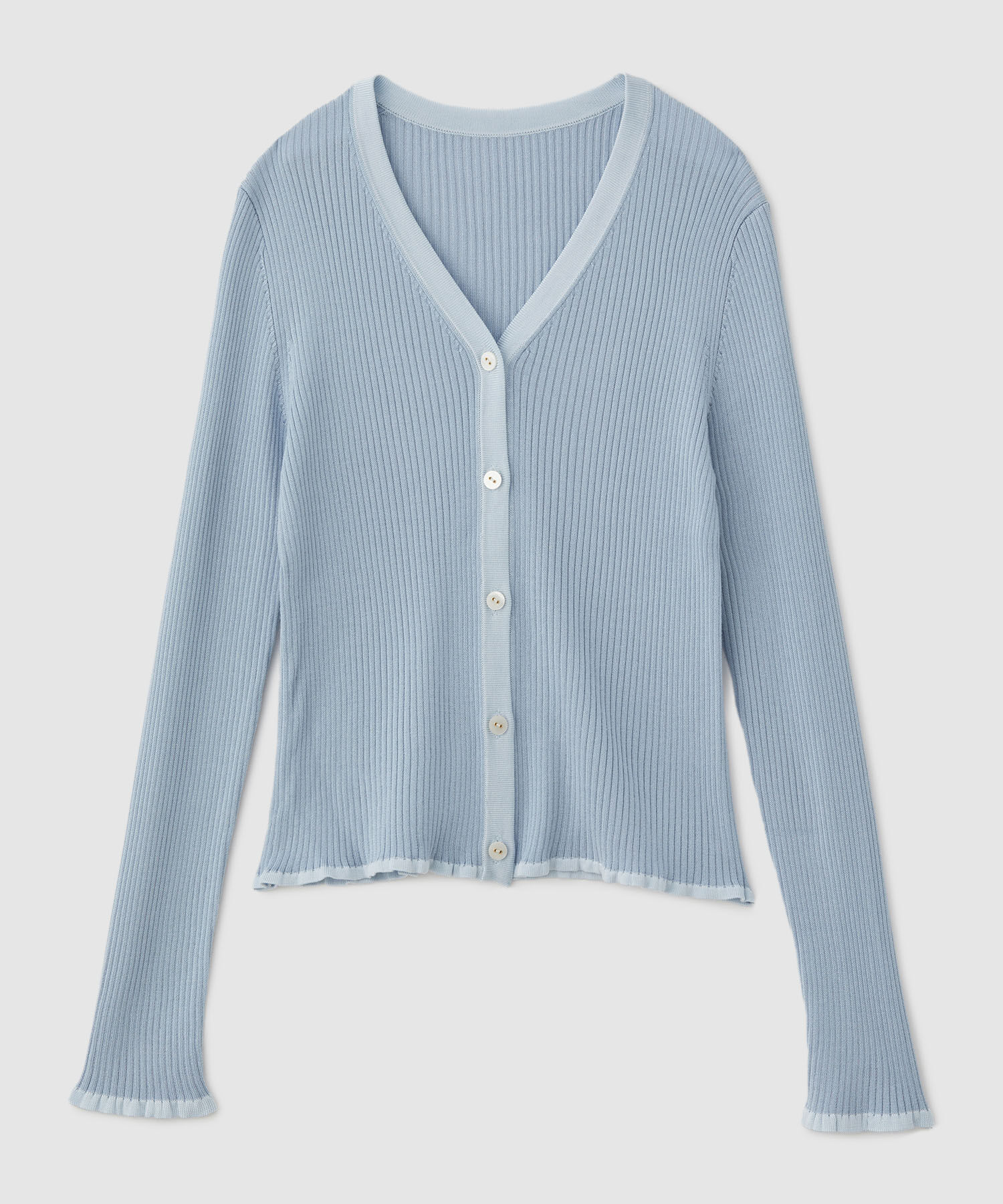 ROPE「シャイニーリブカーディガン」|カーディガン|ブルー系(45)