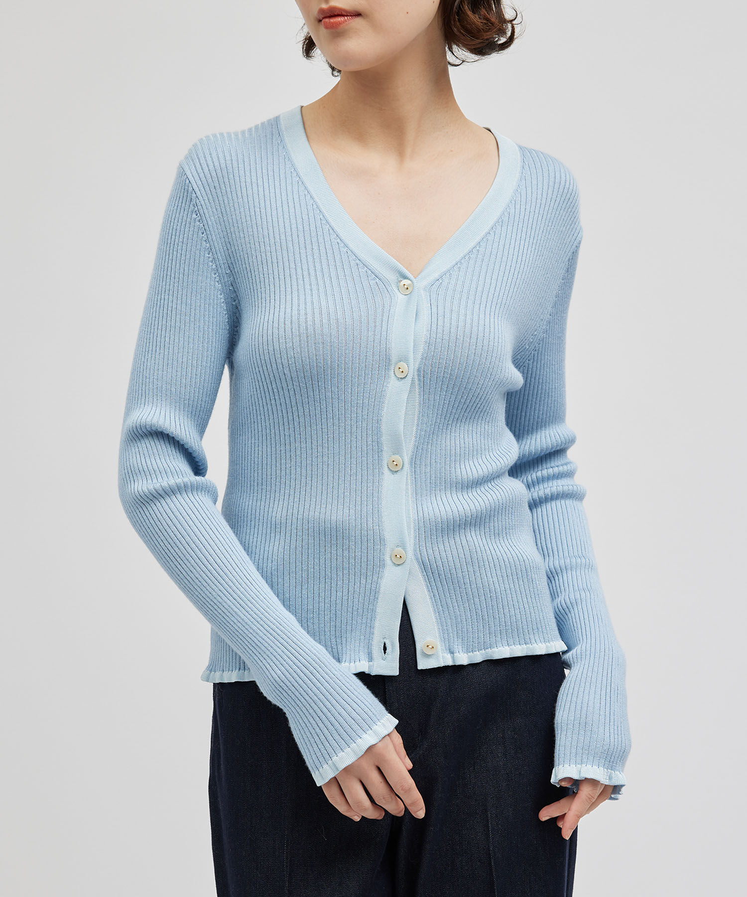 ROPE「シャイニーリブカーディガン」|カーディガン|