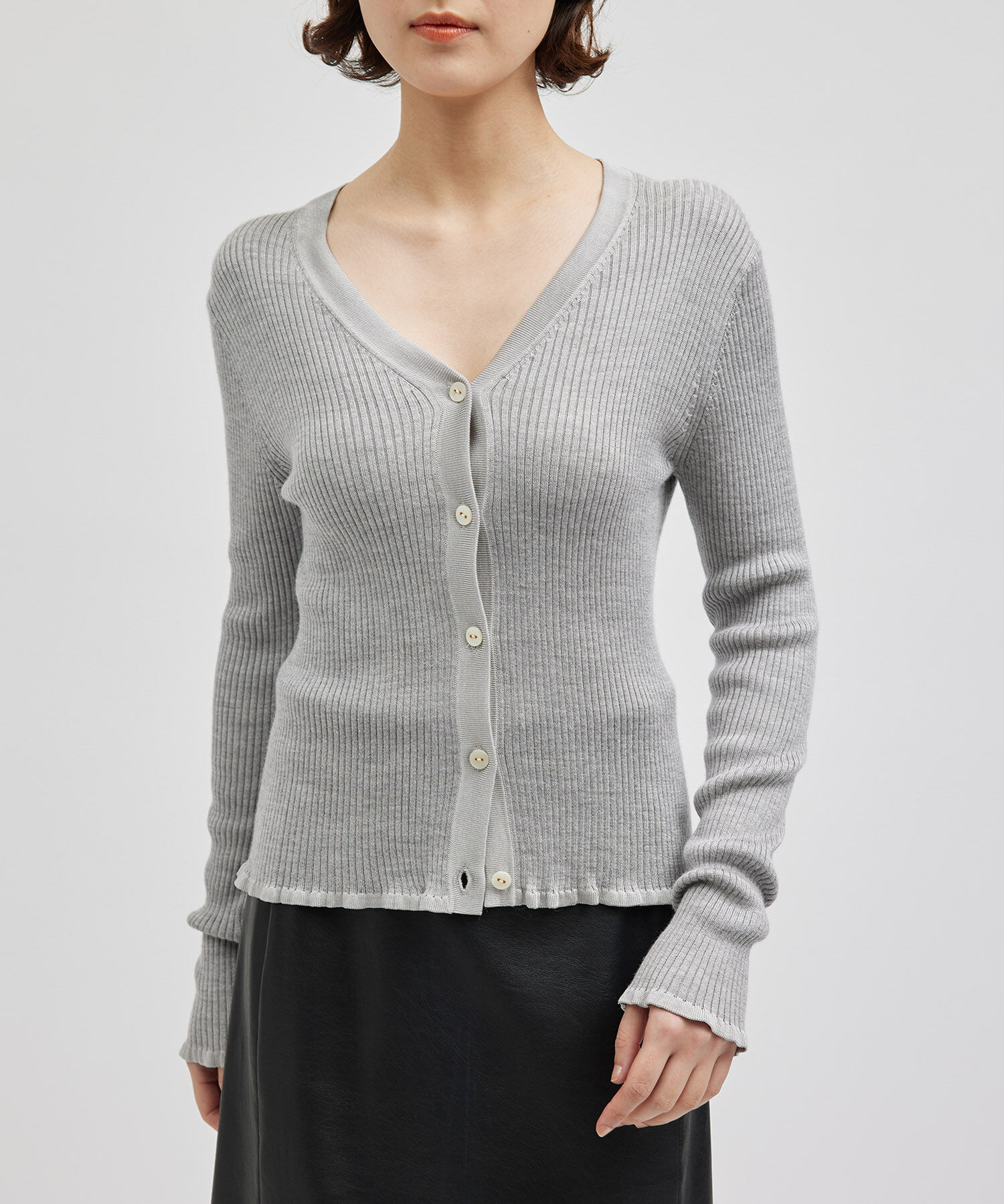 ROPE「シャイニーリブカーディガン」|カーディガン|