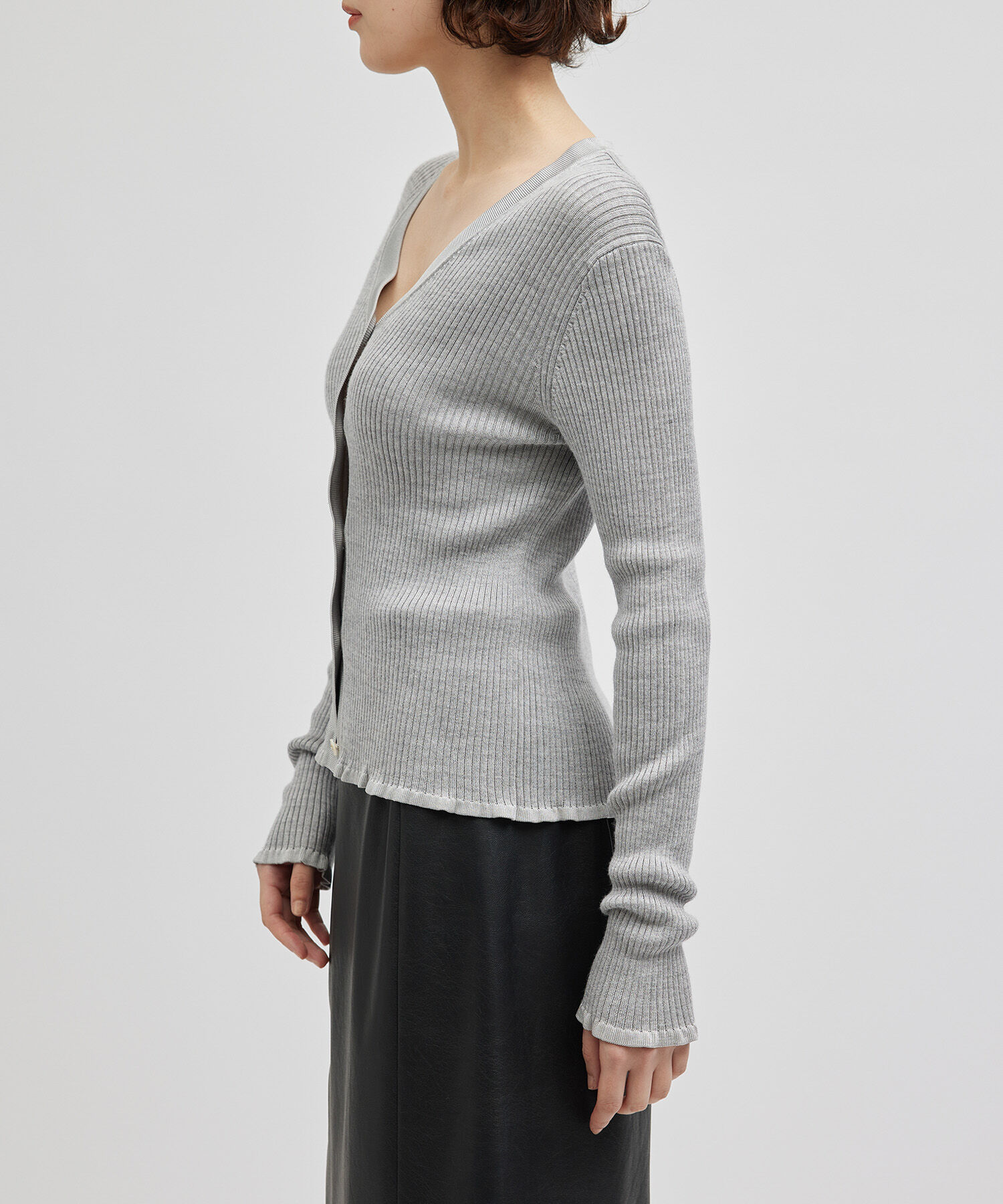 ROPE「シャイニーリブカーディガン」|カーディガン|