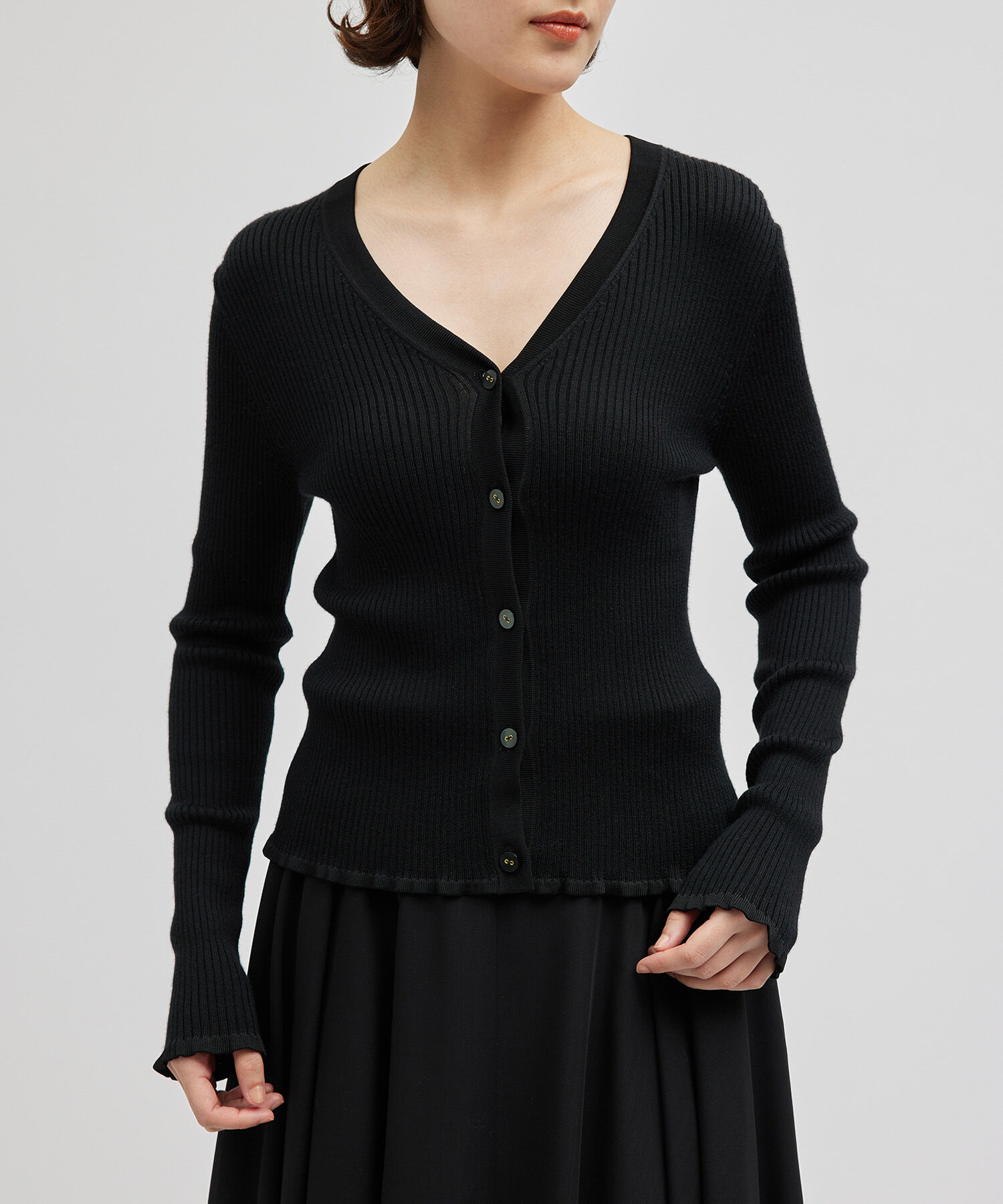 ROPE「シャイニーリブカーディガン」|カーディガン|