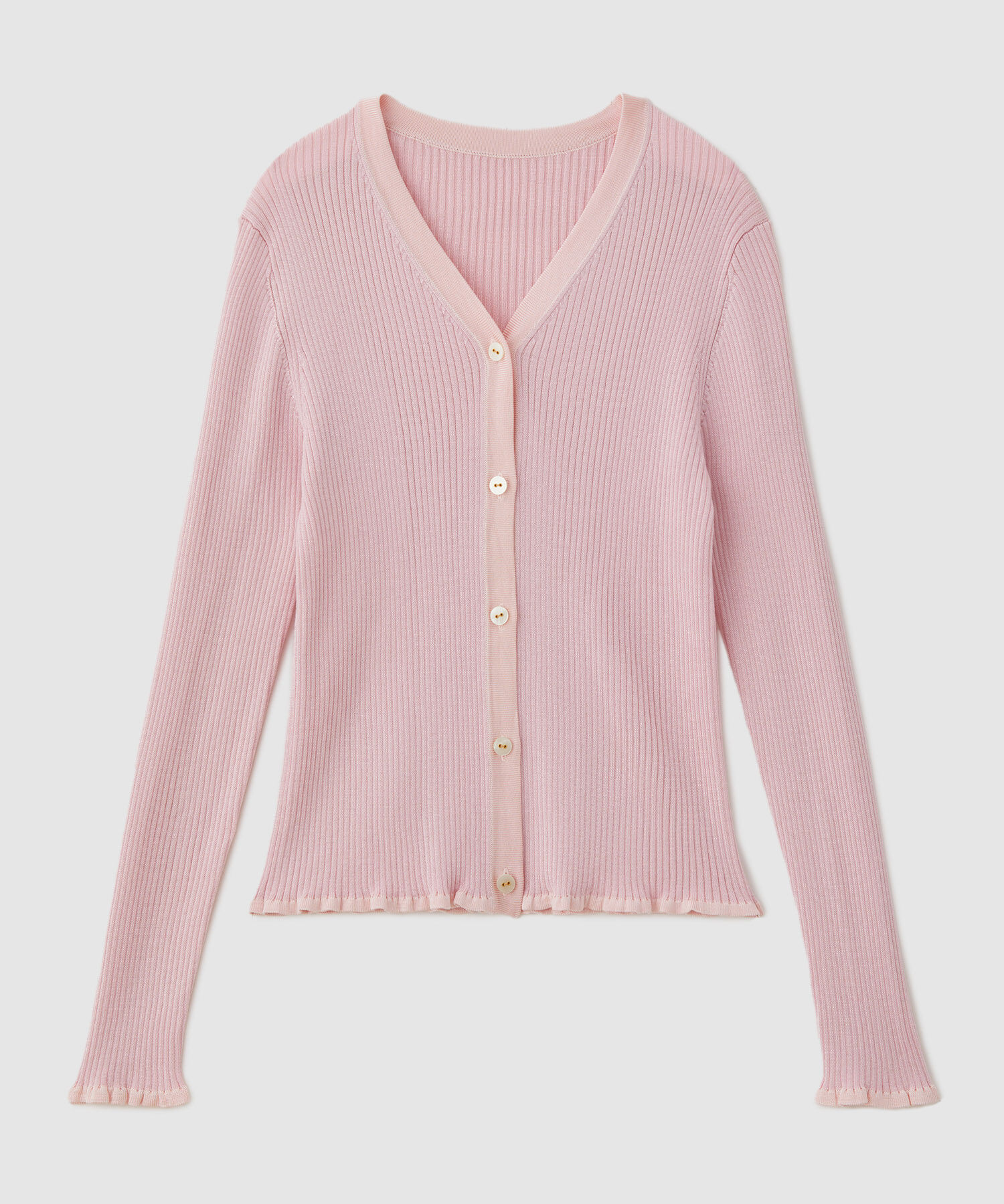 ROPE「シャイニーリブカーディガン」|カーディガン|ピンク(63)