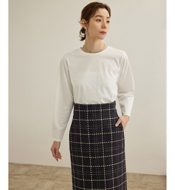 ROPE「【洗える】コットンプレーティング天竺カーブスリーブカットソー」|Tシャツ・カットソー|ホワイト(10)