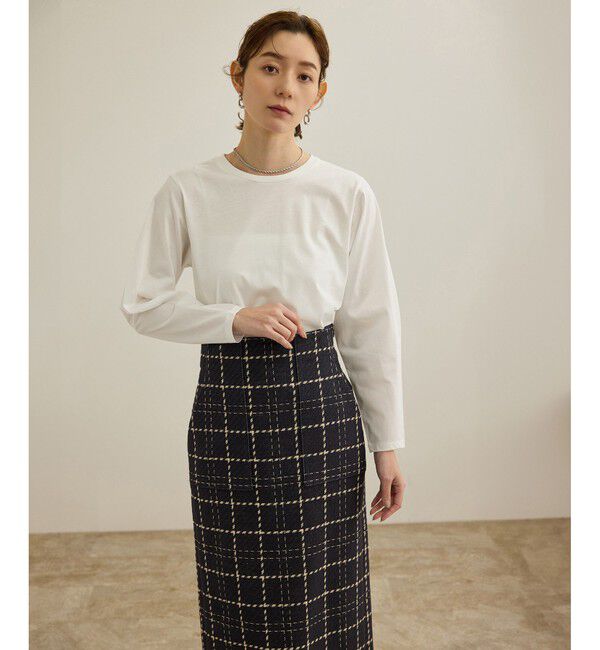 ROPE「【洗える】コットンプレーティング天竺カーブスリーブカットソー」|Tシャツ・カットソー|