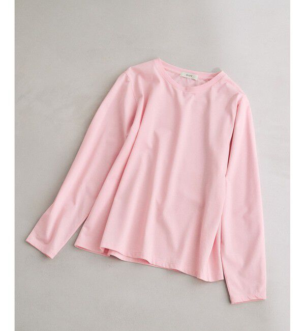 ROPE「【洗える】コットンプレーティング天竺カーブスリーブカットソー」|Tシャツ・カットソー|ピンク(63)