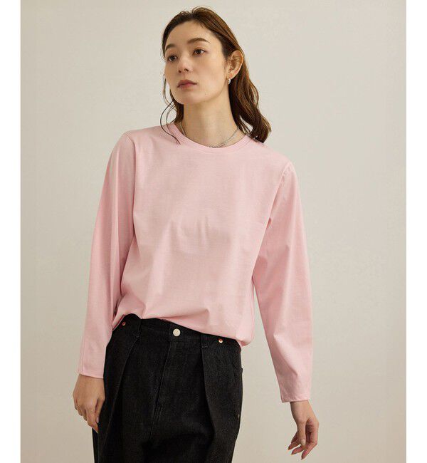 ROPE「【洗える】コットンプレーティング天竺カーブスリーブカットソー」|Tシャツ・カットソー|