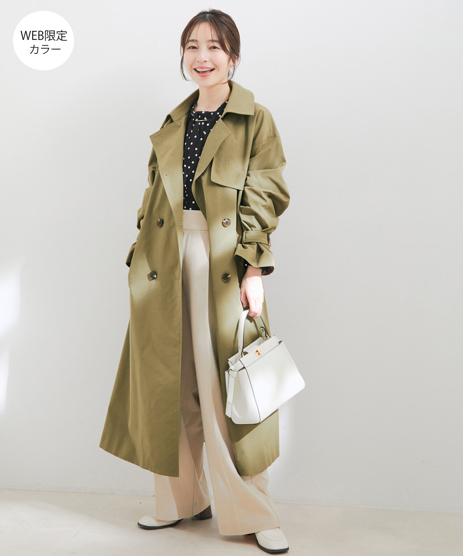 VIS「【撥水・花粉ガード】オーバーサイズトレンチコート」|トレンチコート|カーキ(36)