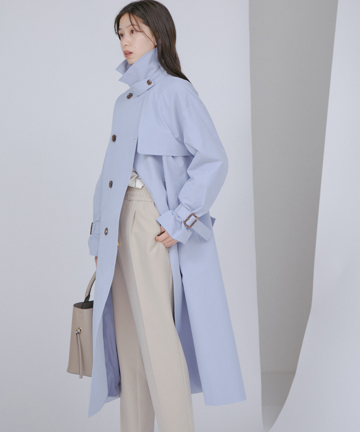 VIS「【撥水・花粉ガード】オーバーサイズトレンチコート」|トレンチコート|サックス(48)