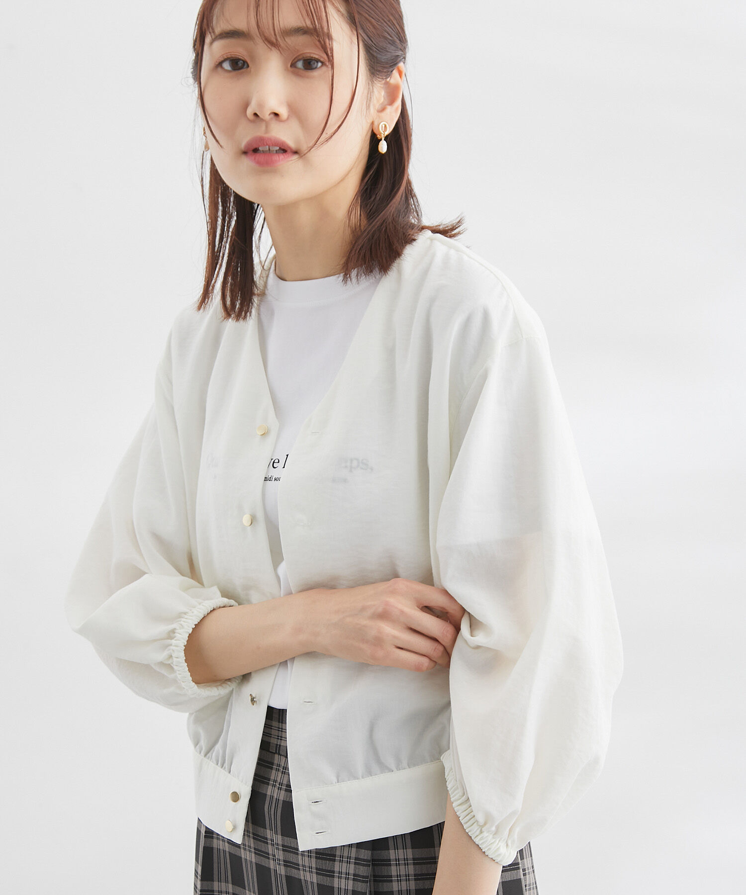 Rope&rsquo;Picnic「ショートレングスブラウスカーディガン」|カーディガン|ホワイト(10)