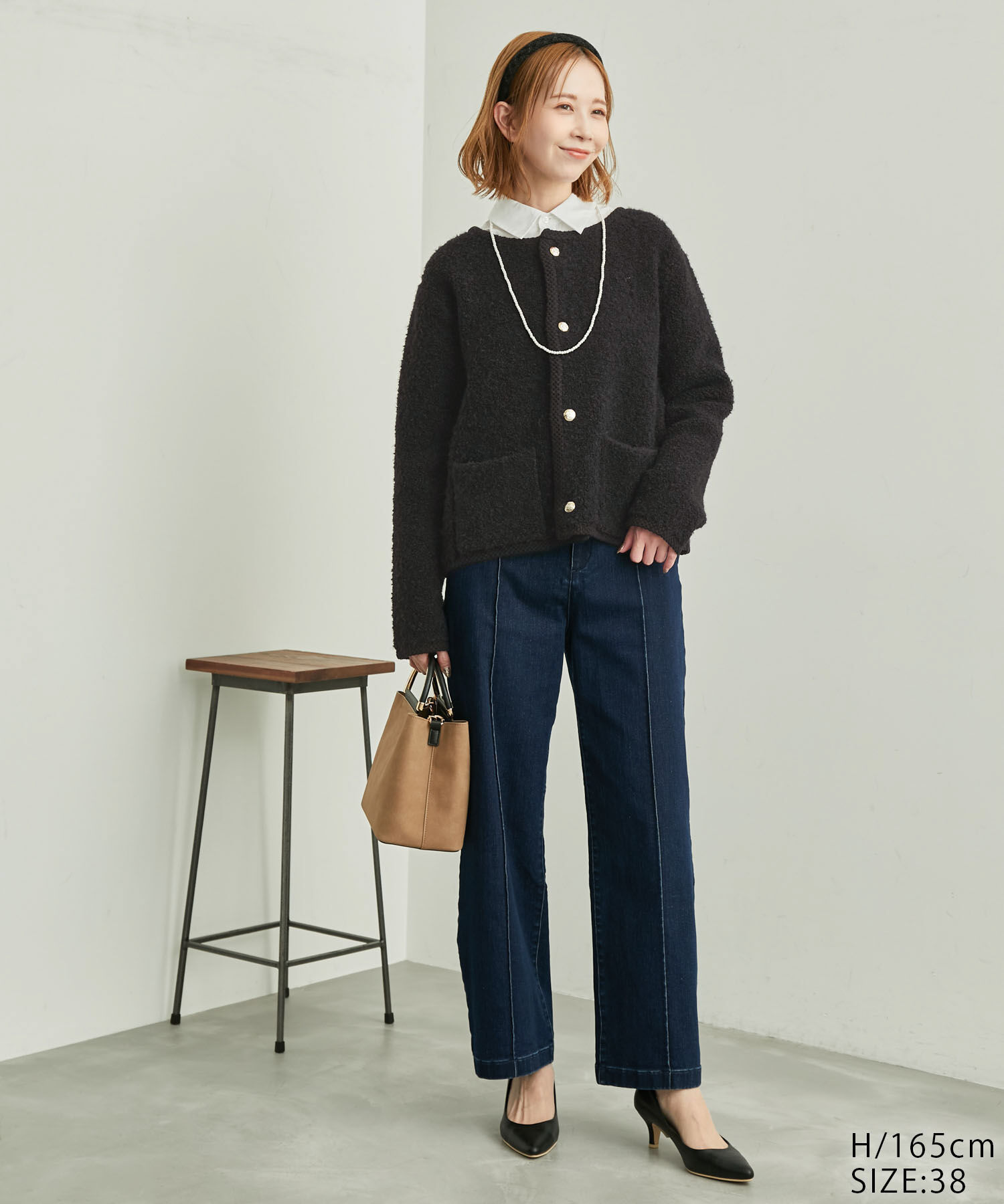 Rope&rsquo;Picnic「リンクコーデ/ループ編みゴールドボタンニットカーディガン」|カーディガン|