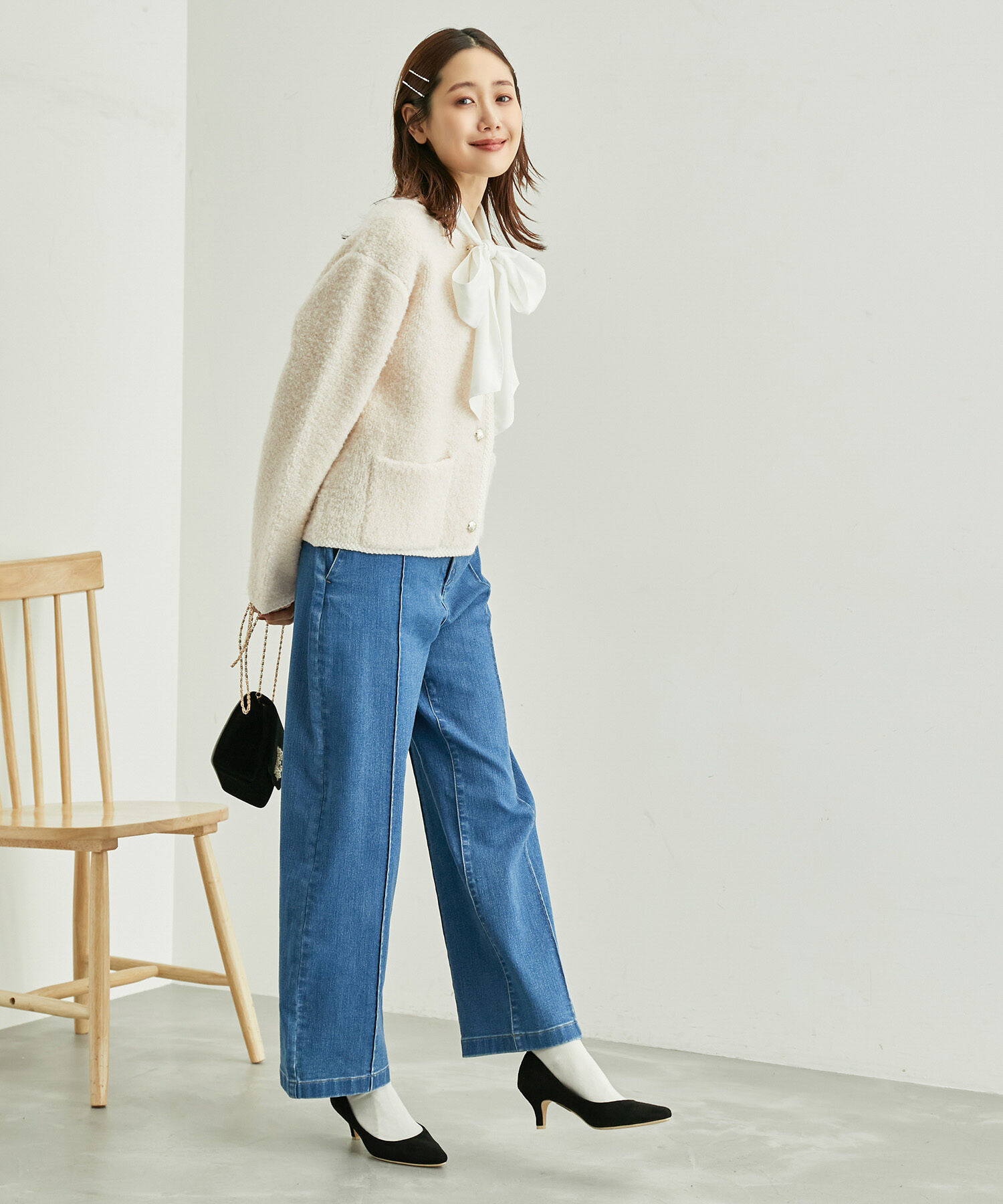 Rope&rsquo;Picnic「リンクコーデ/ループ編みゴールドボタンニットカーディガン」|カーディガン|