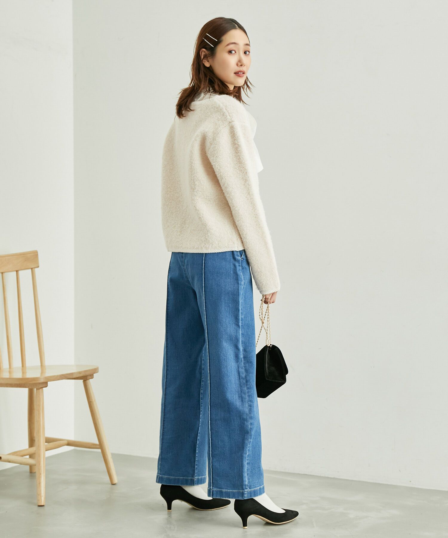 Rope&rsquo;Picnic「リンクコーデ/ループ編みゴールドボタンニットカーディガン」|カーディガン|