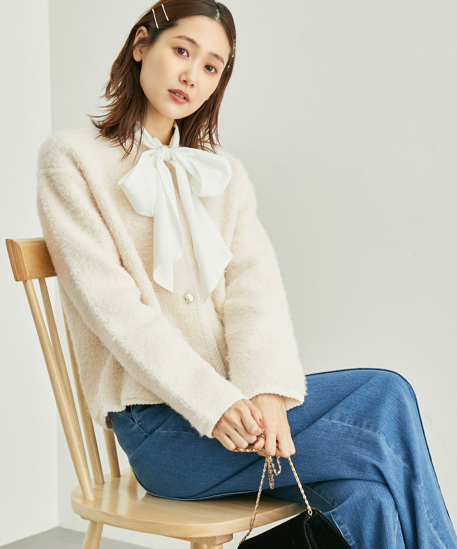 Rope&rsquo;Picnic「リンクコーデ/ループ編みゴールドボタンニットカーディガン」|カーディガン|