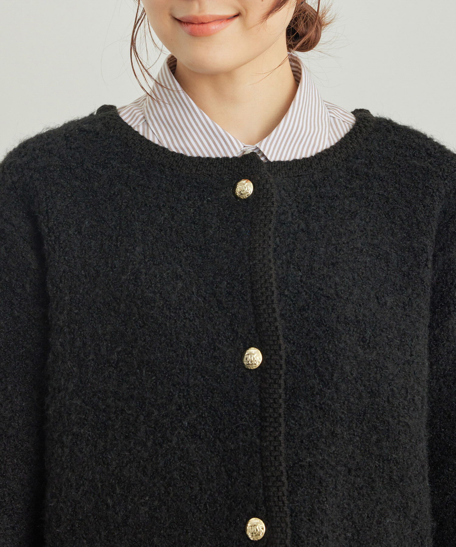 Rope&rsquo;Picnic「リンクコーデ/ループ編みゴールドボタンニットカーディガン」|カーディガン|