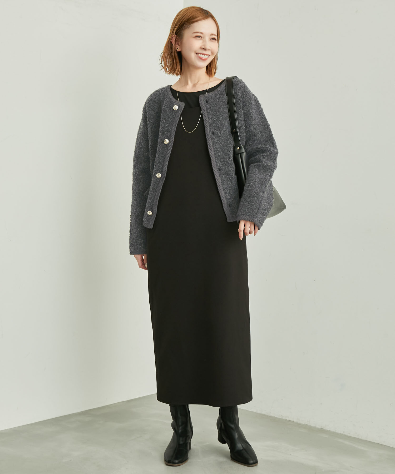 Rope&rsquo;Picnic「リンクコーデ/ループ編みゴールドボタンニットカーディガン」|カーディガン|