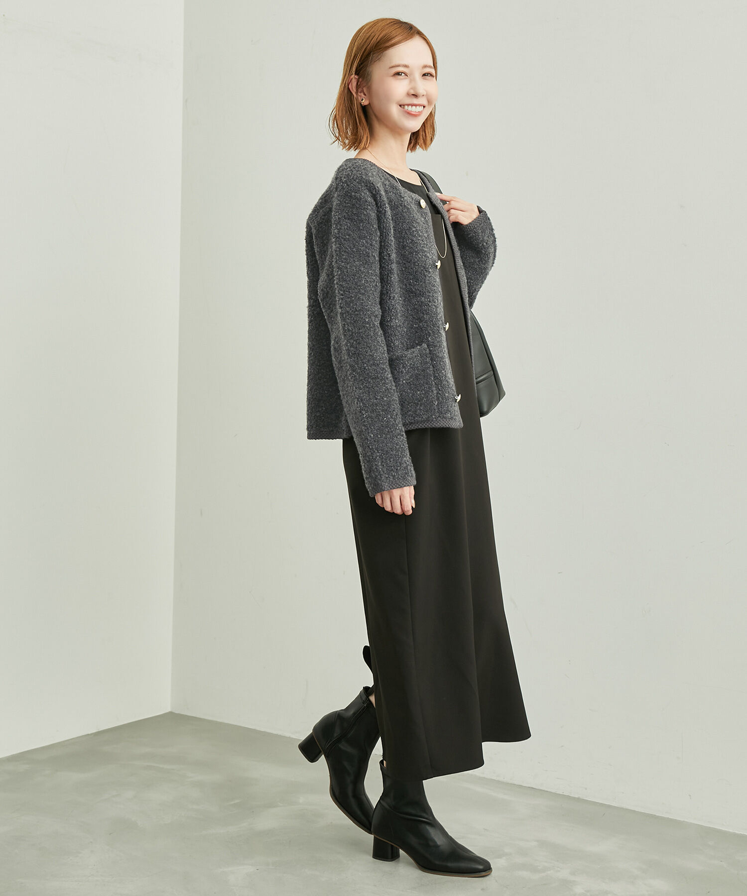 Rope&rsquo;Picnic「リンクコーデ/ループ編みゴールドボタンニットカーディガン」|カーディガン|