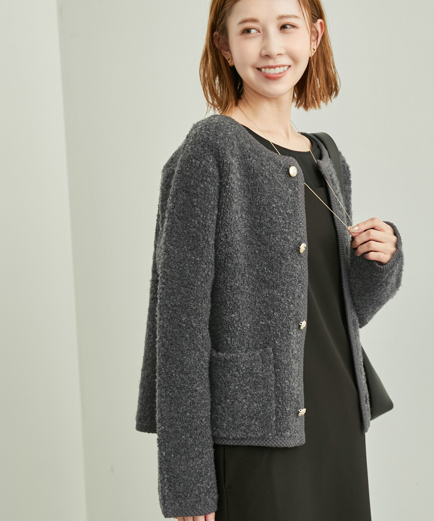 Rope&rsquo;Picnic「リンクコーデ/ループ編みゴールドボタンニットカーディガン」|カーディガン|