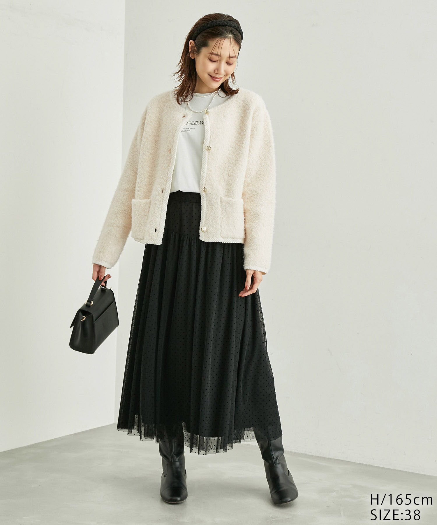 Rope&rsquo;Picnic「リンクコーデ/ループ編みゴールドボタンニットカーディガン」|カーディガン|