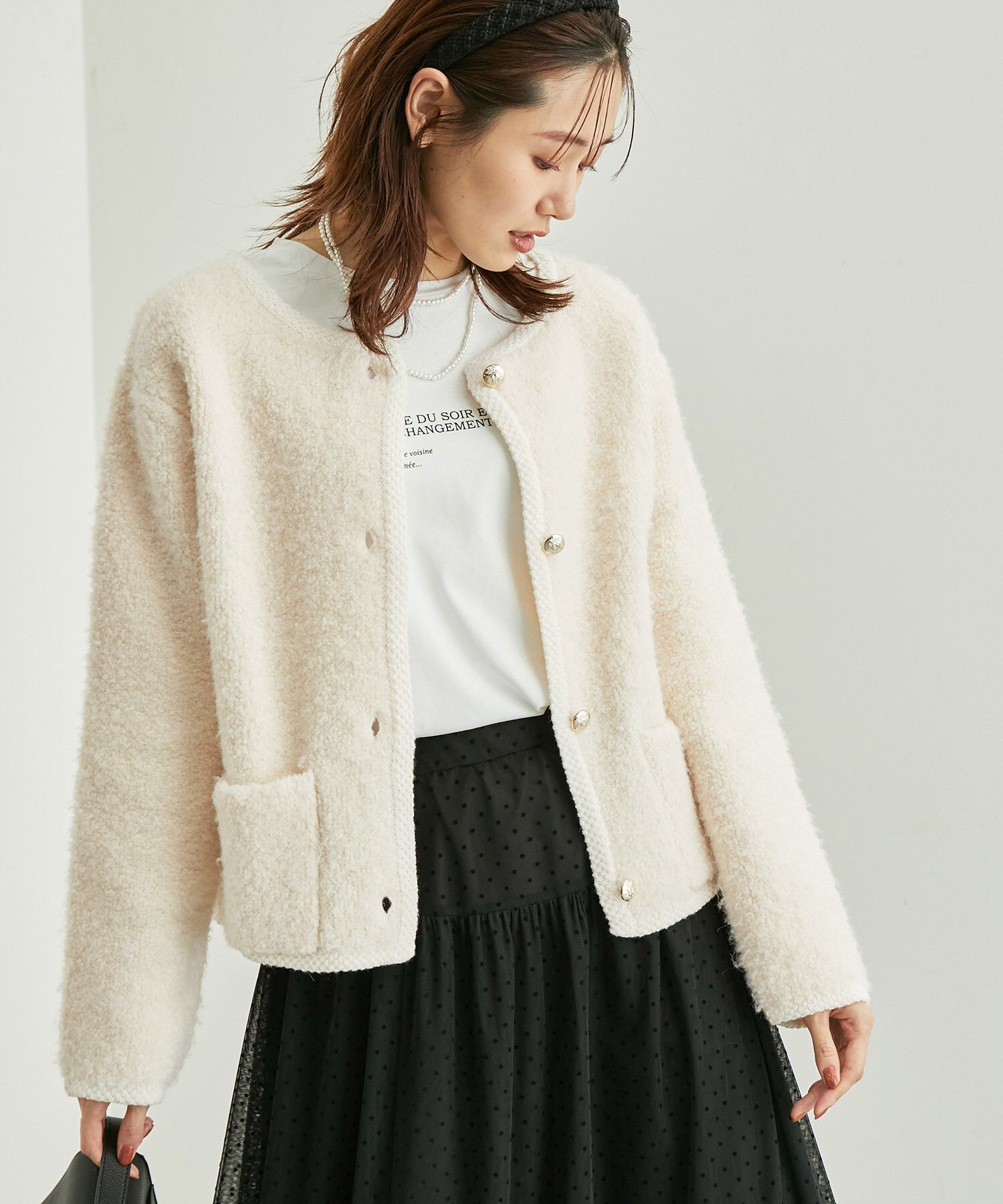 Rope&rsquo;Picnic「リンクコーデ/ループ編みゴールドボタンニットカーディガン」|カーディガン|キナリ(16)