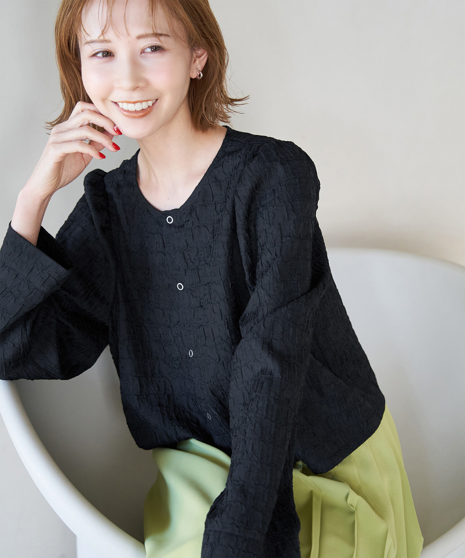 Rope&rsquo;Picnic「ジャガードブラウスカーディガン」|カーディガン|ネイビー(40)