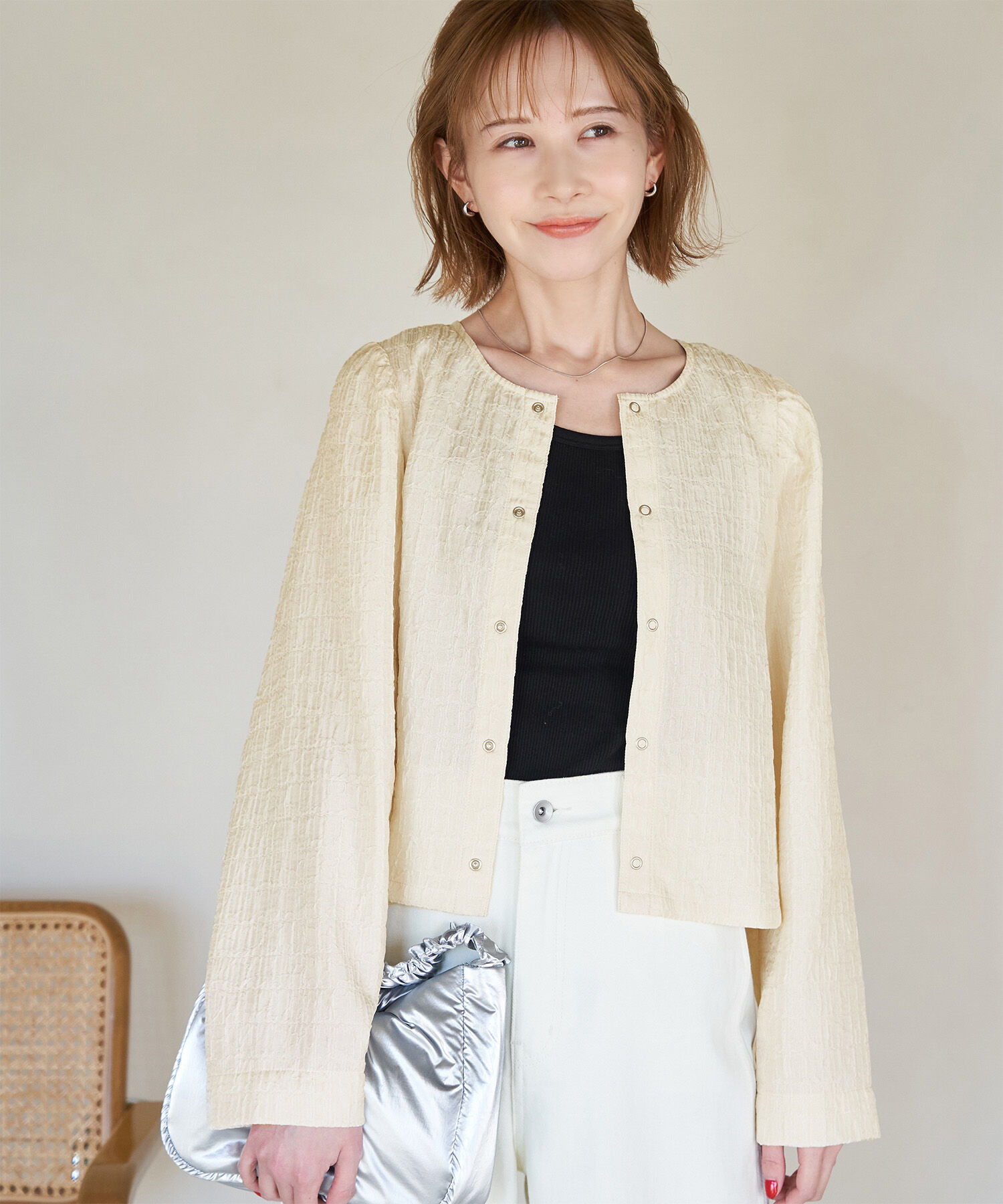 Rope&rsquo;Picnic「ジャガードブラウスカーディガン」|カーディガン|