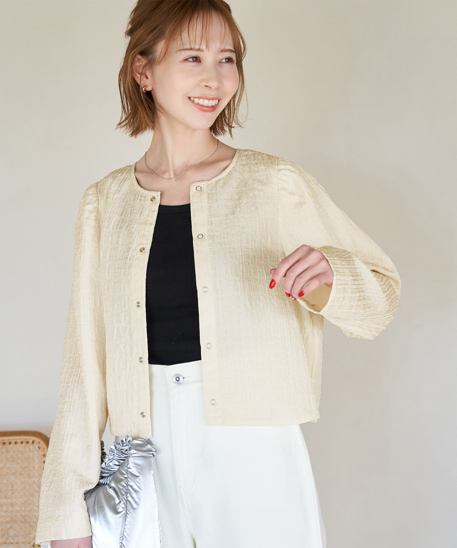Rope&rsquo;Picnic「ジャガードブラウスカーディガン」|カーディガン|
