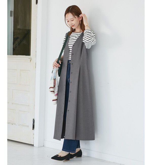 Rope&rsquo;Picnic「レディハンサムシリーズ ウールライクウエストタックジャンパースカート/セットアップ対応」|ワンピース|