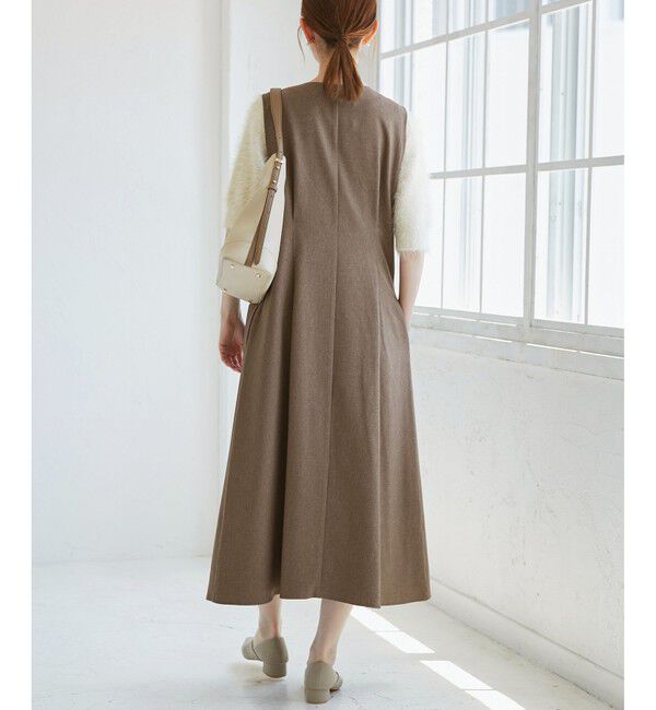 Rope&rsquo;Picnic「レディハンサムシリーズ ウールライクウエストタックジャンパースカート/セットアップ対応」|ワンピース|