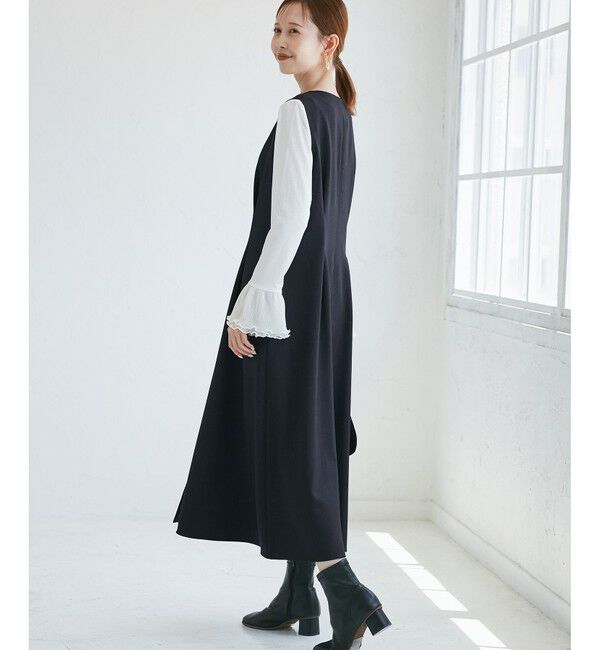 Rope&rsquo;Picnic「レディハンサムシリーズ ウールライクウエストタックジャンパースカート/セットアップ対応」|ワンピース|