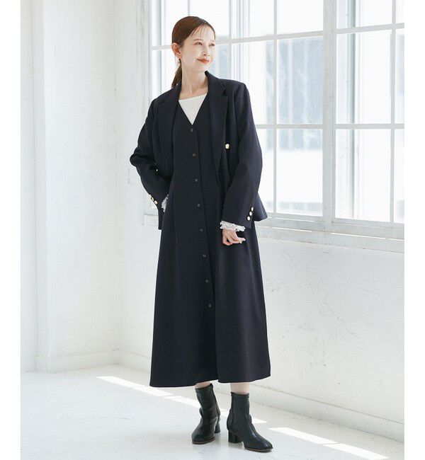 Rope&rsquo;Picnic「レディハンサムシリーズ ウールライクウエストタックジャンパースカート/セットアップ対応」|ワンピース|