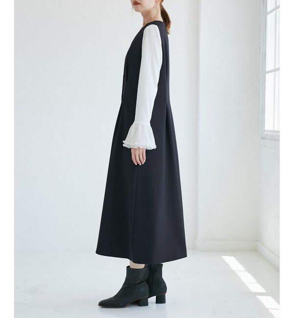 Rope&rsquo;Picnic「レディハンサムシリーズ ウールライクウエストタックジャンパースカート/セットアップ対応」|ワンピース|