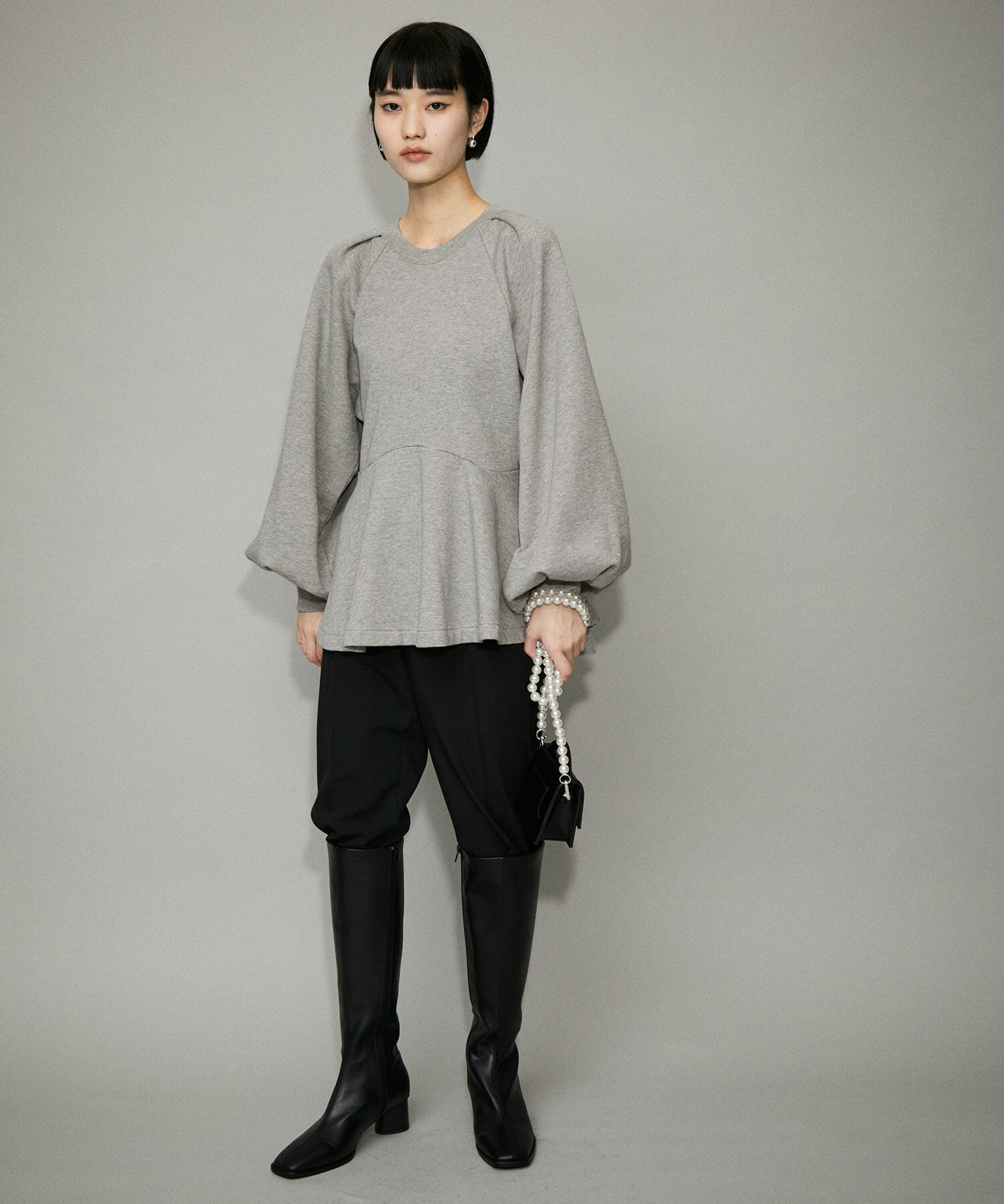 ADAM ET ROPE'「【サステナブル・WEB限定】タックスリーブペプラムスウェット」|Tシャツ・カットソー|