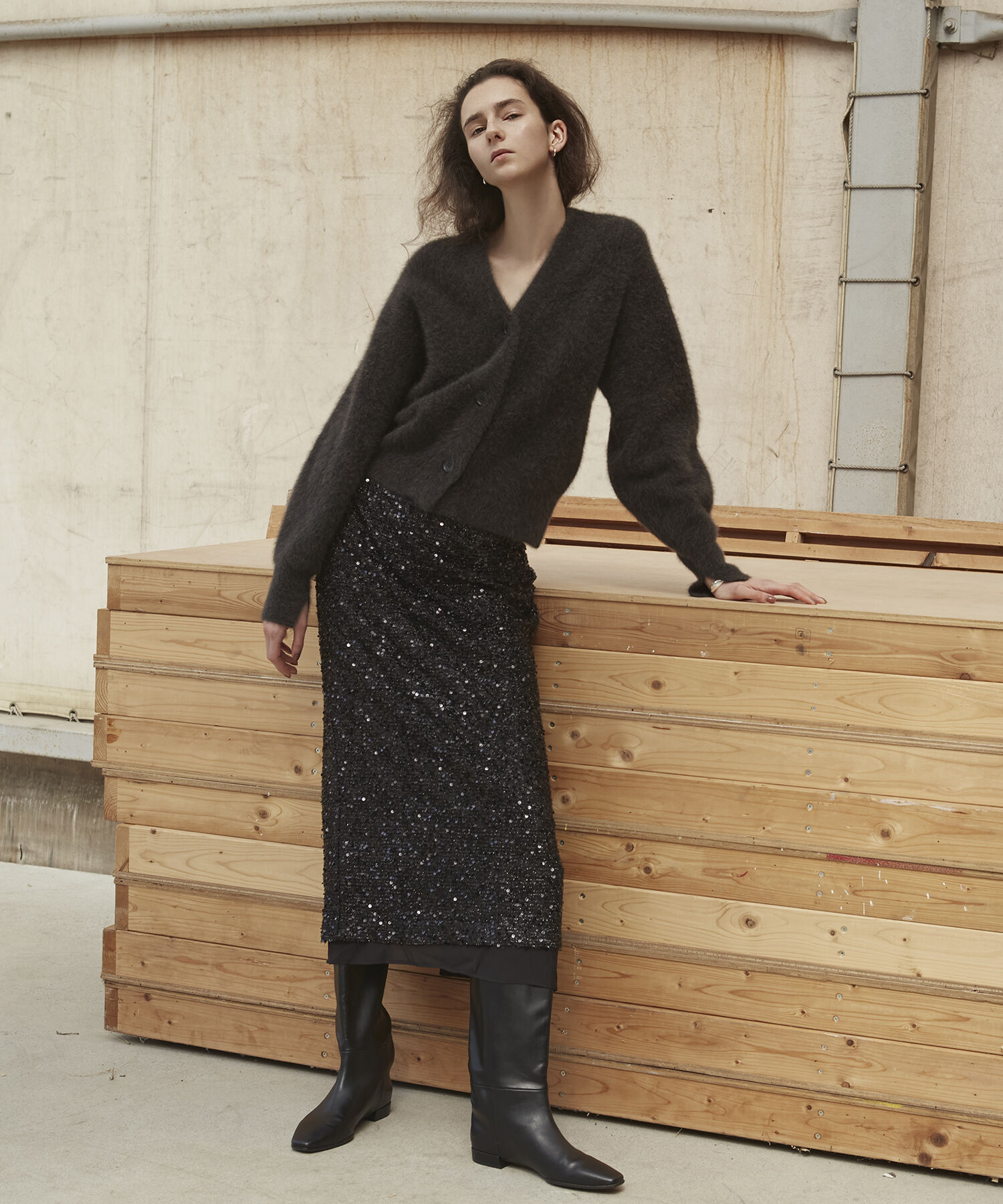 ADAM ET ROPE'「ファーニットカーディガン」|カーディガン|