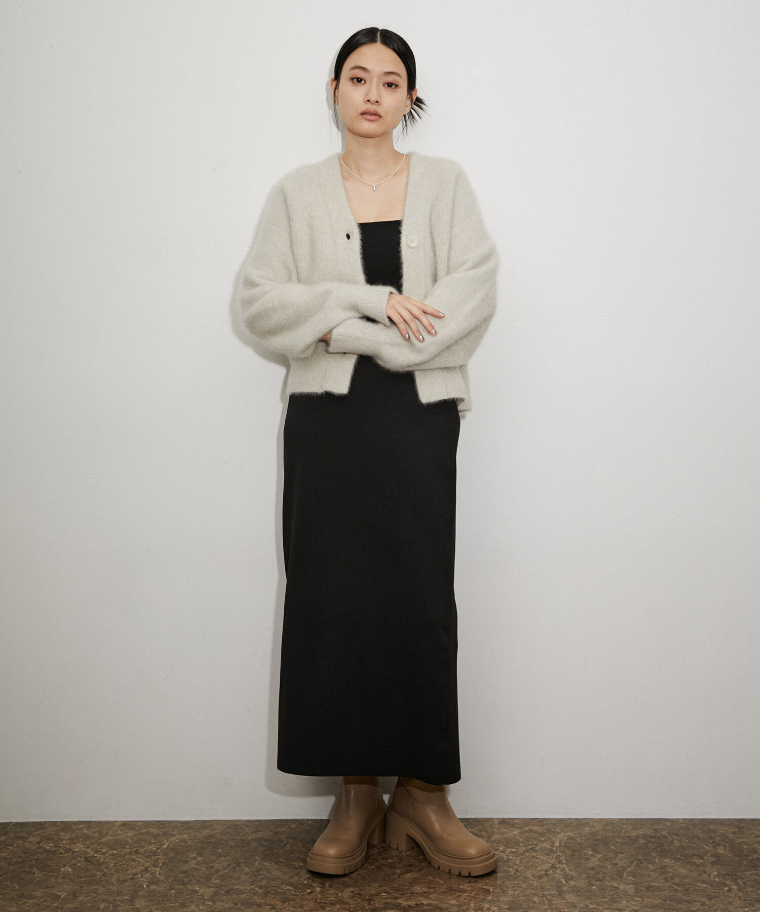 ADAM ET ROPE'「ファーニットカーディガン」|カーディガン|