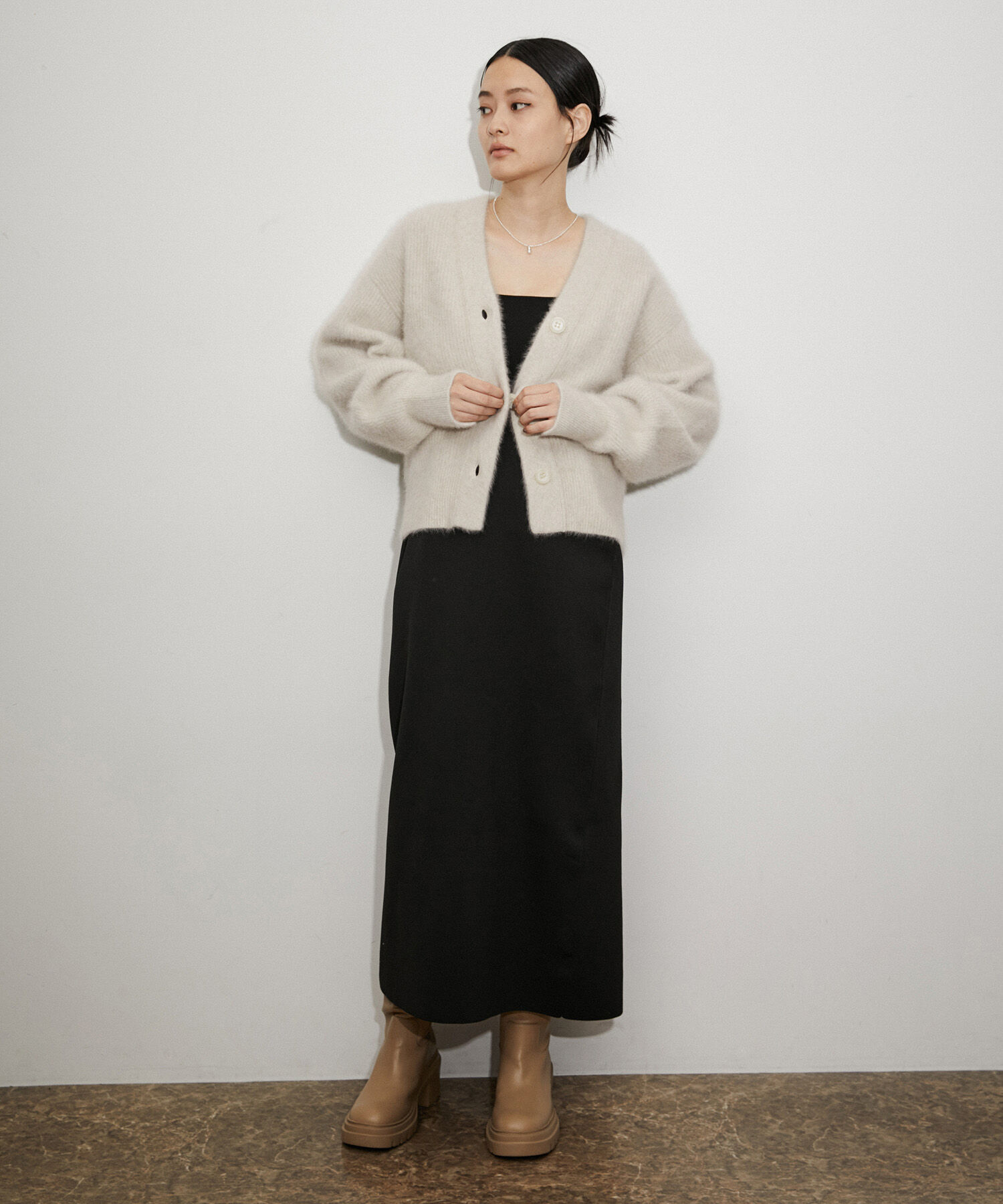 ADAM ET ROPE'「ファーニットカーディガン」|カーディガン|