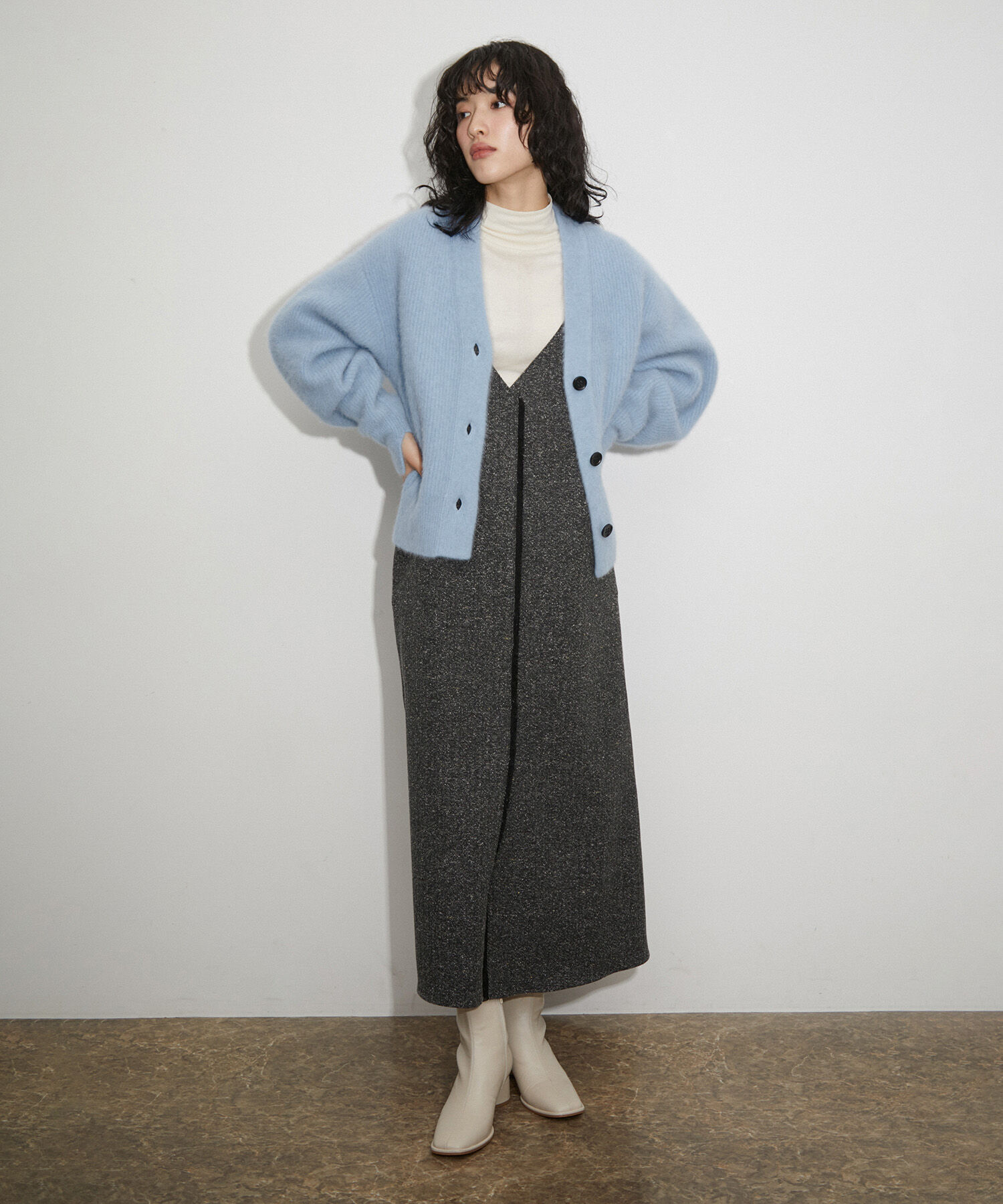 ADAM ET ROPE'「ファーニットカーディガン」|カーディガン|