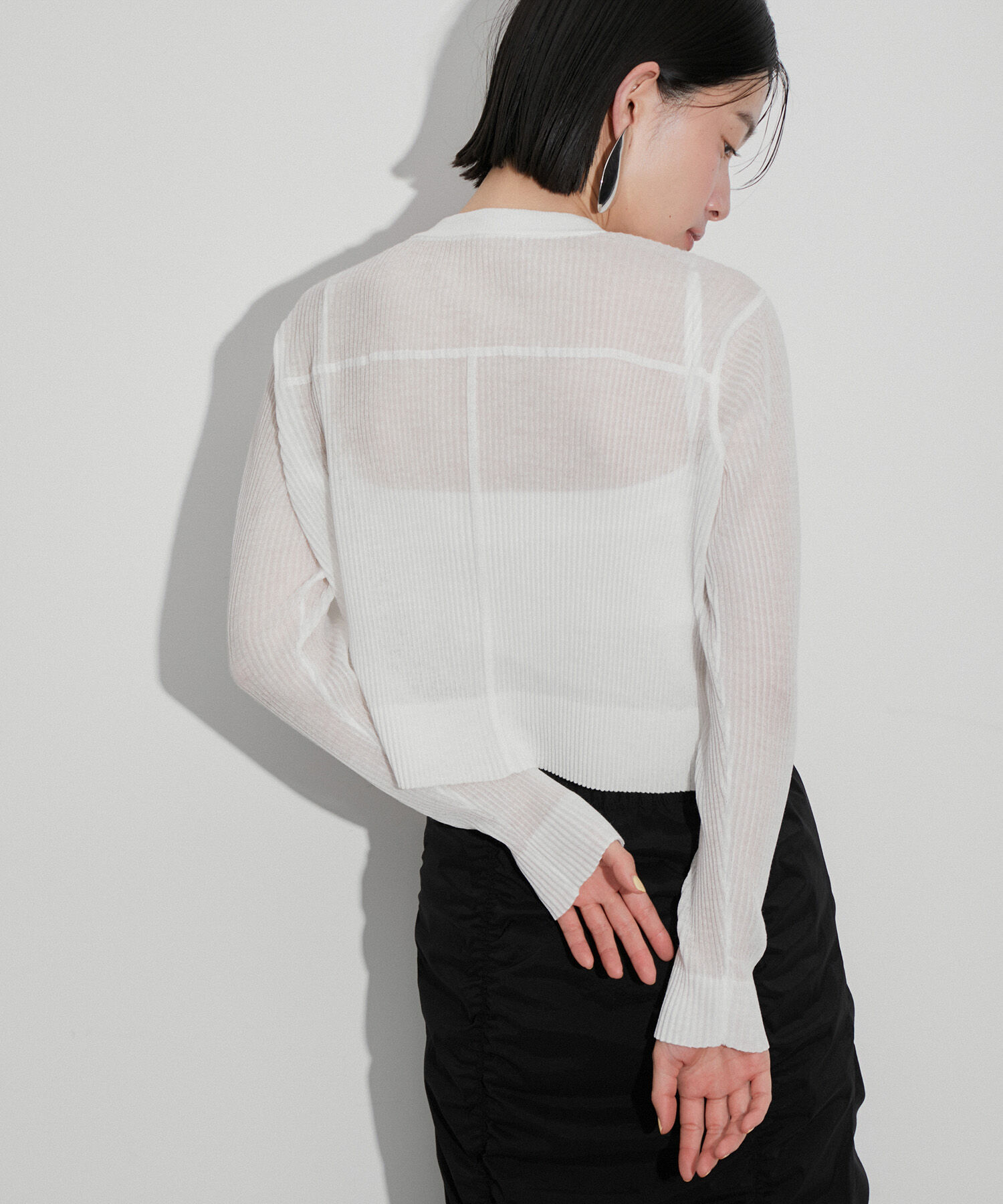 ADAM ET ROPE'「【洗える】シアープリーツカーディガン」|カーディガン|