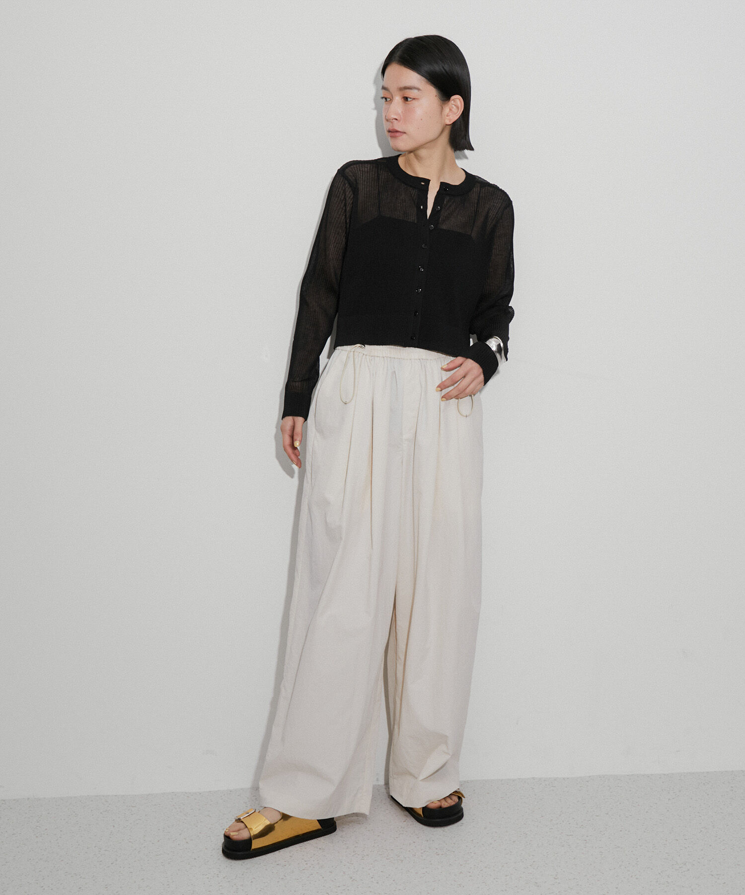 ADAM ET ROPE'「【洗える】シアープリーツカーディガン」|カーディガン|