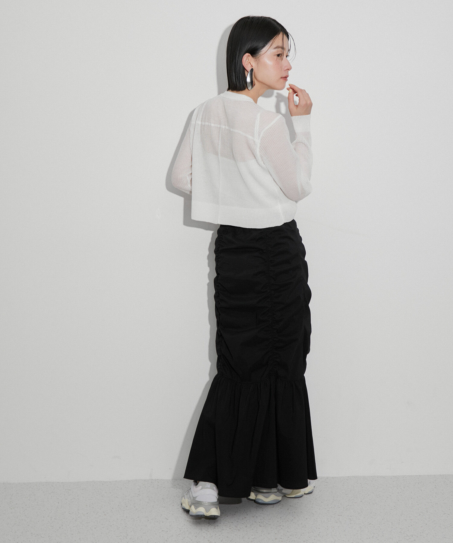 ADAM ET ROPE'「【洗える】シアープリーツカーディガン」|カーディガン|