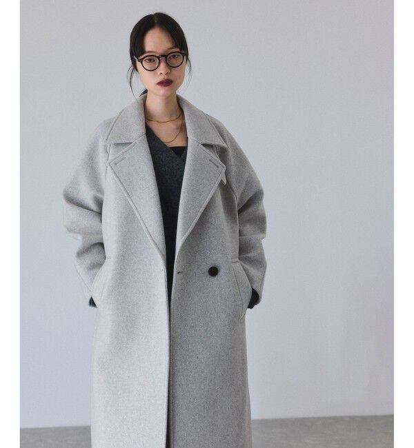 アダムエロペ　ウールボンディングラグランロングコート　新品　グレー アダム エ ロペ ADAM ET ROPE' ウールボンディングラグランロング