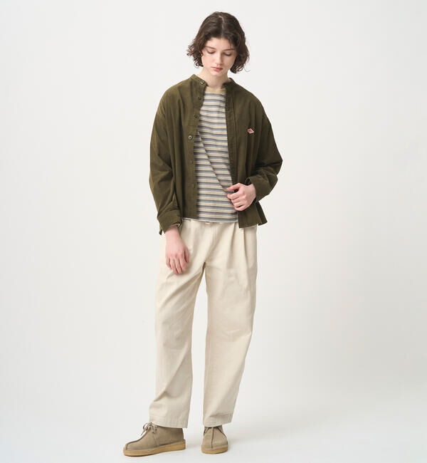 DANTON「DANTON | コーデュロイ バンドカラー長袖シャツ WOMEN」|シャツ・ブラウス|