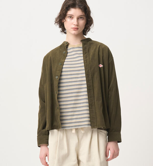 DANTON「DANTON | コーデュロイ バンドカラー長袖シャツ WOMEN」|シャツ・ブラウス|