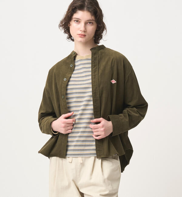 DANTON「DANTON | コーデュロイ バンドカラー長袖シャツ WOMEN」|シャツ・ブラウス|