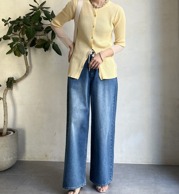  「【WEB限定】袖シアーリブカーディガン」|カーディガン|