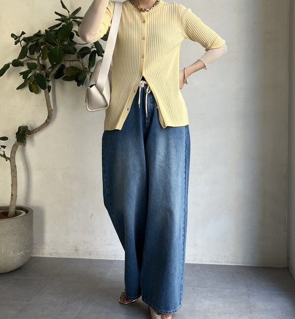  「【WEB限定】袖シアーリブカーディガン」|カーディガン|